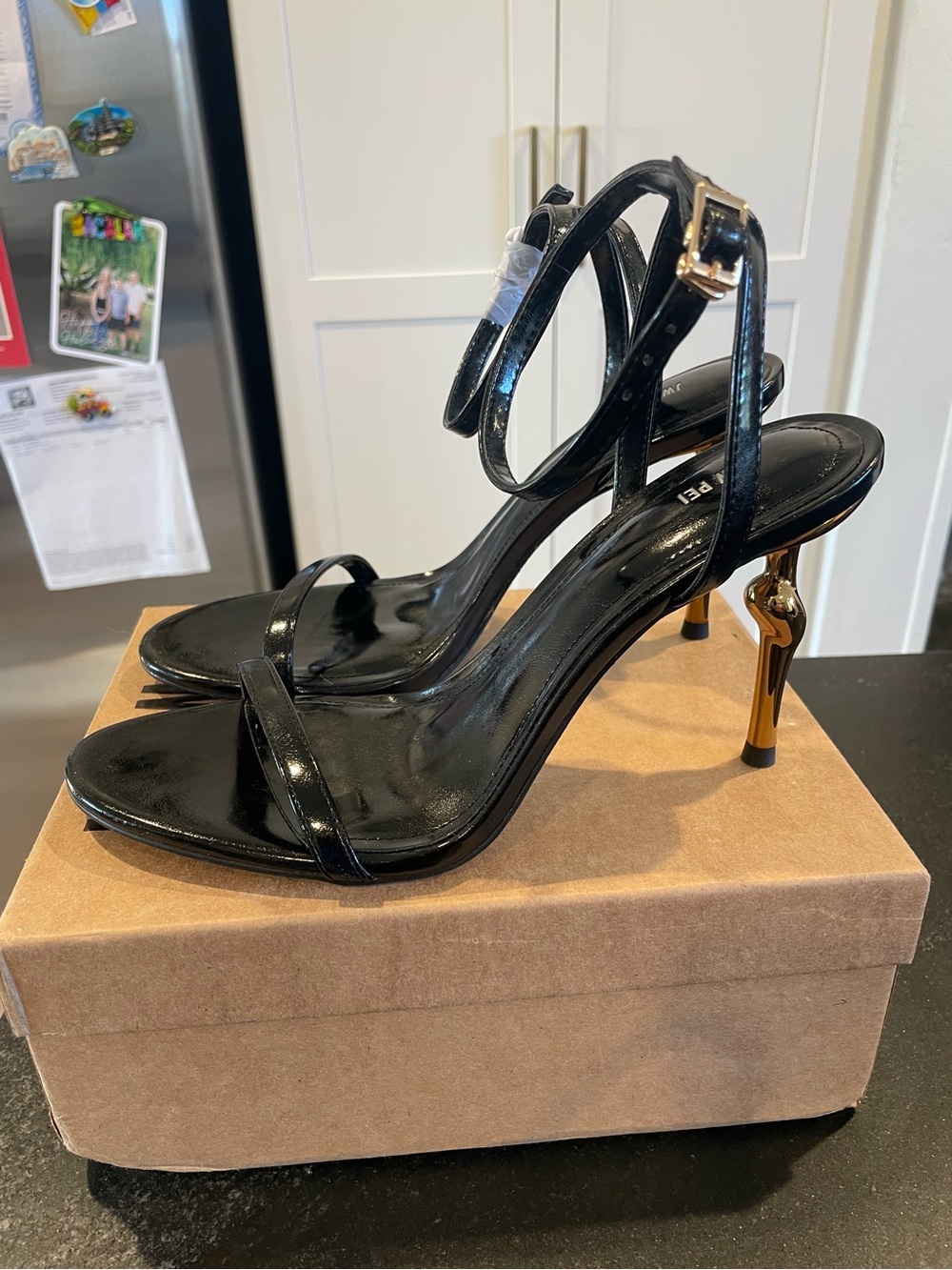 JW PEI Alivia Gold Metal Heel Sandals